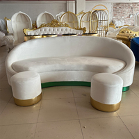Sofá de Terciopelo Blanco Liso, Sofá de Boda, Sofá de Dos Plazas Color Marfil para Bodas, Eventos, Fiestas y Hoteles
