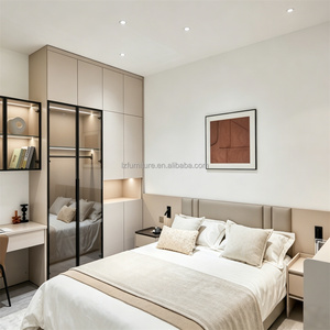 Ensembles de meubles de chambre personnalisés et abordables : Lit en bois avec armoire, bureau, table de chevet et placard de rangement intégré pour appartements - Product Image 6