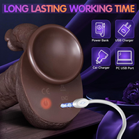 Vibrateur en silicone marron à double stimulation, chauffant, oscillant, avec fonction de léchage de langue rétractable, énorme godemiché réaliste pour femmes