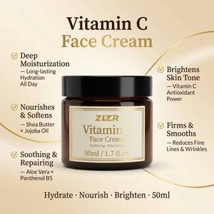 Crème hydratante pour le visage nourrissante à la vitamine C 50 ml Beurre de karité Jojoba Aloe Éclaircissant Unifie le teint - Product Image 6
