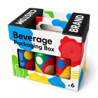 Caja de Embalaje de Cartón Corrugado Personalizada para Bebidas, Porta Latas de Cerveza para 2/6/10 Unidades, con Asa e Impresión de Logotipo