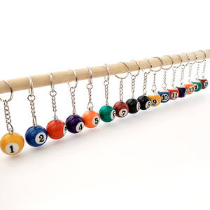 Wholesale 16 PCS/Box Colorful Mini Billiards Shape Keychain Bag <b>Charm</b> - Product Image 1