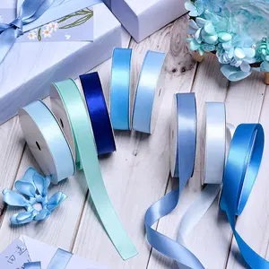 Yama Ribbon Factory Stock 5/8 Inch 100 Yards Single Face Polyester Blue Satin Ribbon 16mm Wrapping Gift Ribbon