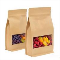Sacs refermables en kraft avec fenêtre transparente mate, réutilisables, pour le stockage alimentaire (sucre ou autres aliments)