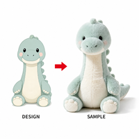 Jouet en peluche dinosaure personnalisable, fabricant OEM, rembourrage en coton PP, animal en peluche brodé, design de poupée de dessin animé personnalisé