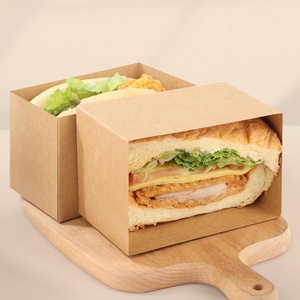 Özel Kraft Kağıt Sandviç Kutuları Paket Servis Kapları Sandviç Kek Kutuları Mini <span class=keywords><strong>Burger</strong></span> Kutuları Tost Donut Burgerler için - Product Image 5