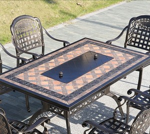 <strong>European</strong> Style Outdoor Cast Aluminum Single Table Barbecue Dining Table for Courtyard Villa Garden Electric Carbon <strong>Grill</strong> Table - Product Image 6