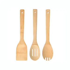 Thân Thiện Với Môi Trường Handmade Flat 30Cm Dài Xử Lý Tre Spoon Scraper Thìa Đồ Dùng Dụng Cụ Nhà Bếp Bằng Gỗ Để Nấu Ăn