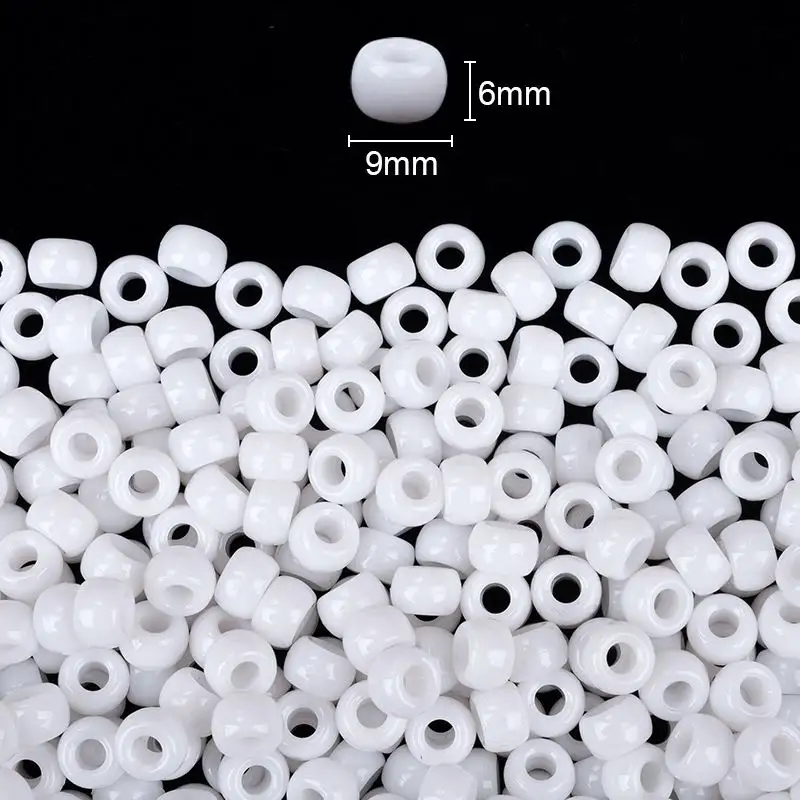 Perles de poney en plastique de 6mm x 9mm pour la fabrication de bijoux, perles de poney en acrylique pour la fabrication de Bracelets pour enfants