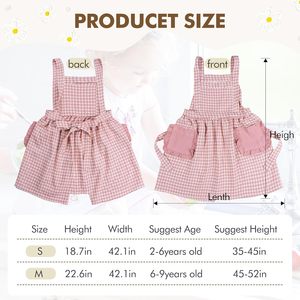 Cá nhân bông Linen Toddler cô gái BIB chéo trở lại <span class=keywords><strong>pinafore</strong></span> không tay Tạp dề cho nướng và nấu ăn - Product Image 3