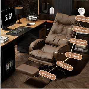 Leather Computer <strong>Chair</strong> Comfortable Sedentary Household Reclining Study Desk <strong>Chair</strong> Boss <strong>Chair</strong> Backrest Swivel Ergonomic Modern - Product Image 3
