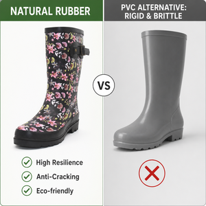 <span class=keywords><strong>Bottes</strong></span> de <span class=keywords><strong>pluie</strong></span> en caoutchouc naturel pour femmes, écologiques, imprimé floral, imperméables, mi-mollet, vente en gros d'usine, vente en vrac - Product Image 6