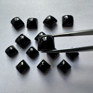Cabochon carré en onyx noir riche, pierre précieuse de 4 mm à 20 mm, qualité naturelle AAA, poli à la main - Product Image 1