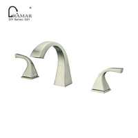 Robinet de lavabo de salle de bain contemporain de luxe à deux poignées, en laiton, à économie d'eau, avec fonction thermostatique