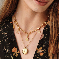 Gemnel personnalisé nouvelle mode conçu sublimation bijoux plaqué or biographie chaîne épaisse collier