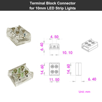 Borniers à vis sans soudure, 2 broches, 10mm, connecteur de ruban lumineux LED pour bande Monochrome LED basse tension 5v 12v 24v