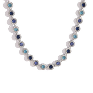 Collana Tennis di Lusso in Acciaio Inossidabile Placcato <span class=keywords><strong>Oro</strong></span> 18K con Zirconi Blu Sfumati e Diamanti Completi, Ideale per Feste - Product Image 5