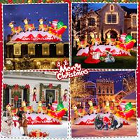 Décoration de Noël gonflable extérieure personnalisée en usine, traîneau du Père Noël de 3 mètres avec 3 rennes, éclairage LED étanche pour la décoration de la maison