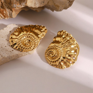 ต่างหูรูปเปลือกหอย โลหะผสมสังกะสี ชุบทอง ธีมมหาสมุทร เครื่องประดับแฟชั่น - Product Image 4