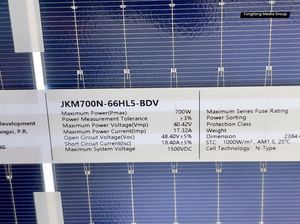 แผงโซลาร์เซลล์ Jinko 700 วัตต์ รุ่น Jinko Tiger Neo N-type Bifacial Pv Module JKMxxxN-66HL5-BDV 695-720W พร้อมเทคโนโลยี TOPCon - Product Image 5