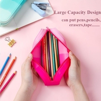 Étui à crayons coloré en silicone, pochette à crayons étanche, sac à stylos portable, étui à papeterie, fournitures de bureau pour enfants