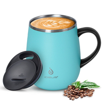 Mug isotherme en acier inoxydable à double paroi de 16 oz avec poignée et couvercle, tasse à café isotherme à vide