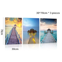 Peinture sur toile 3 panneaux 30*70cm, impression stabilisée de haute qualité, image de paysage marin avec pont et coucher de soleil, art mural pour la décoration de salon