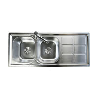 Évier de cuisine double bac de 1200 mm en acier inoxydable, antibactérien et anti-taches, avec égouttoir intégré, à encastrer