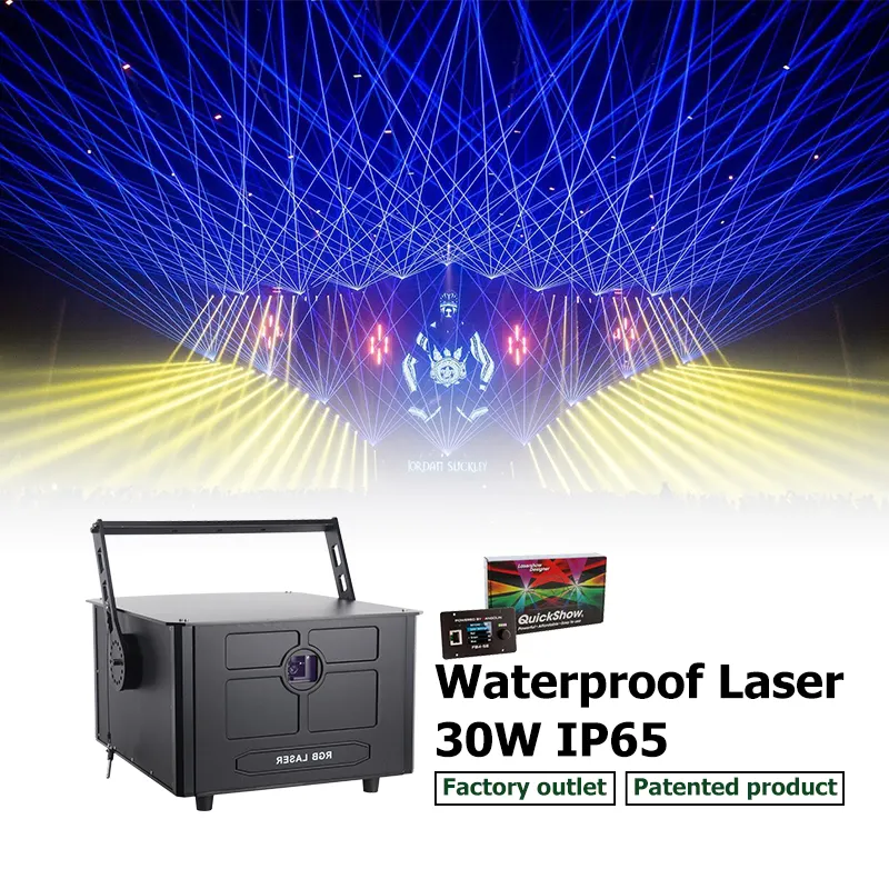 Lampu Laser 30W <span class=keywords><strong>Rgb</strong></span> IP65 Tahan Air, Lampu Lanskap Cahaya Langit Proyektor Laser Luar Ruangan