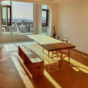 Tavolo da Pranzo Moderno Quadrato <span class=keywords><strong>in</strong></span> <span class=keywords><strong>Legno</strong></span> di Noce Massiccio, Ecologico e Impermeabile, Arredamento di Alta Qualità per Sale da Pranzo e Ristoranti - Product Image 4