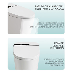 WC intelligent monobloc en céramique pour salle de bain, avec bidet intégré, siège chauffant, télécommande, double chasse d'eau, lavage arrière, capteur radar - Product Image 6