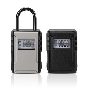 <b>Key</b> <b>Box</b> Combination Lock Aluminum Alloy Waterproof <b>Wall</b> <b>Mounted</b> Outdoor Padlock For Construction Site Home Security - Product Image 1