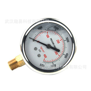 เกจวัดแรงดันแบบอนาล็อก QY 0-5700 PSI สแตนเลส สำหรับยานยนต์ ไฮดรอลิก และนิวเมติก - Product Image 4