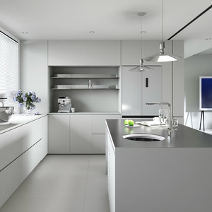 Meuble de cuisine moderne en acier inoxydable <span class=keywords><strong>laqué</strong></span> blanc argenté brillant, résistant à la corrosion et à la rouille, pour évier et garde-manger, idéal pour la maison - Product Image 3