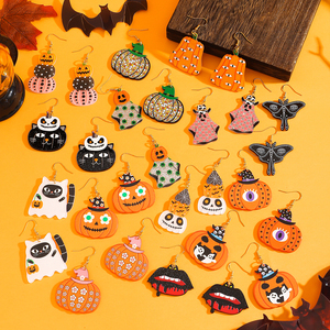 Pendientes de Acrílico de Halloween 2025, Diseño de Araña, Murciélago, Esqueleto, Bruja, Fantasma, Dibujos Animados, Ligeros, para Mujer - Product Image 4