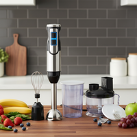 Mixeur Plongeant Électrique Haute Vitesse en Acier Inoxydable avec Fonction Smoothies, 5+ Vitesses, Broyeur à Glace, Utilisation Extérieure, Qualité Commerciale