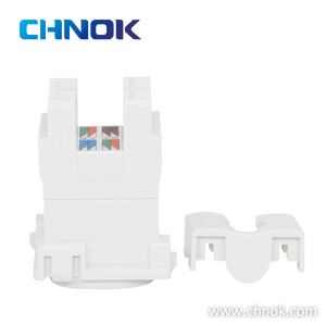 แจ็ค RJ45 UTP แบบออสเตรเลีย DP-KJ-8135 Cat6A 8P8C 180 องศา สีขาว โมดูลคีย์สโตน แผงแพทช์ 6 เมตร ชุบทอง 568A/568B - Product Image 5