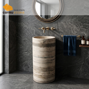 <span class=keywords><strong>Lavabo</strong></span> sur pied en travertin beige Cotrustone, douche en travertin argenté, <span class=keywords><strong>lavabo</strong></span> autoportant - Product Image 5