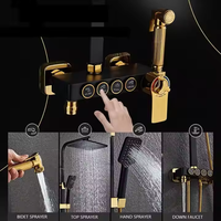 Ensemble de douche effet pluie de luxe en acier inoxydable noir mat et or, fixation murale pour salle de bain, hôtel, villa, appartement, Yagmur 	 Dus