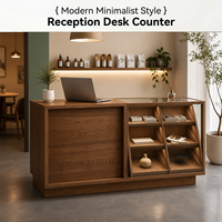 Comptoir de réception en bois massif multicouche de luxe, vitrine en verre, dimensions personnalisées, design moderne, multifonctionnel