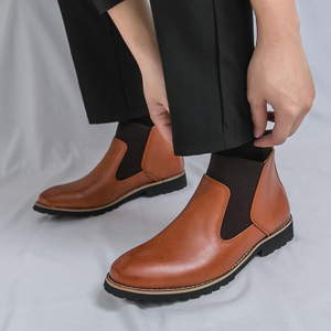 2026 New Style Men's Comfortable Mid & High <b>Top</b> Casual Leather Shoes Breathable British Retro Formal Fashion Shoes - Product Image 1