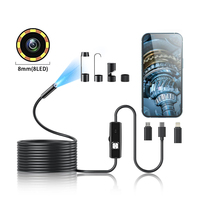 Boroscope articulé bidirectionnel 8 mm avec 8 LED, caméra d'inspection étanche pour moteur automobile et tuyaux, compatible Android et iOS