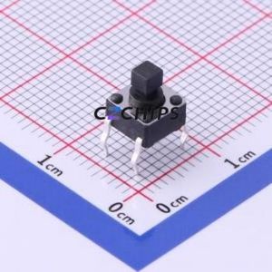 TC-1102T-B Tactile Switch Through hole Component THT-4P,6x6mm Switch Single Pole Single Throw Rectangle Button 1.6N Through Hole - Product Image 1
