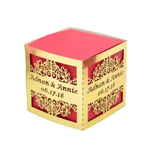 Kotak Hadiah Pernikahan Islami Potongan Laser Elegan Personalisasi Kubus Struktur Kubus Nikkah