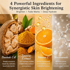 Loción Facial Iluminadora de Baobab y Cúrcuma con Vitamina C, Hidratante y Ligera, Unifica el Tono de Piel, Marca Privada OEM, Venta al Por Mayor - Product Image 3