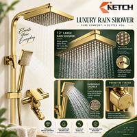 Système de douche en laiton avec pommeau pluie, douchette à main, colonne de douche, mitigeur pour baignoire et salle de bain, compatible US/UE