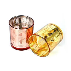 Bocaux en verre bleu bien conçus, porte-bougie en or Rose Mercury - Product Image 1