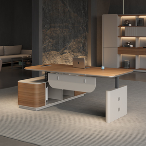 Luxury Musen 1.8m L-Shape Convertible Modular Executive <strong>Office</strong> Desk Dual Motor Height Adjustable MDF Wooden Panel <strong>Drawer</strong> Modern - Product Image 1