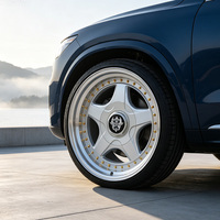 Jantes Flowtone JDM Retro Stance 17x8.5 Argentées à Lèvre Usinée et Rivets Dorés 4x100/114.3 pour Voitures Tunées Honda Toyota