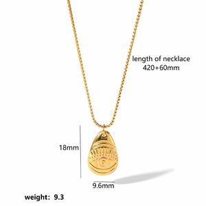 Bijoux en acier inoxydable à la mode en forme de coquille de coeur d'oeil d'horus d'or 18 carats - Product Image 3
